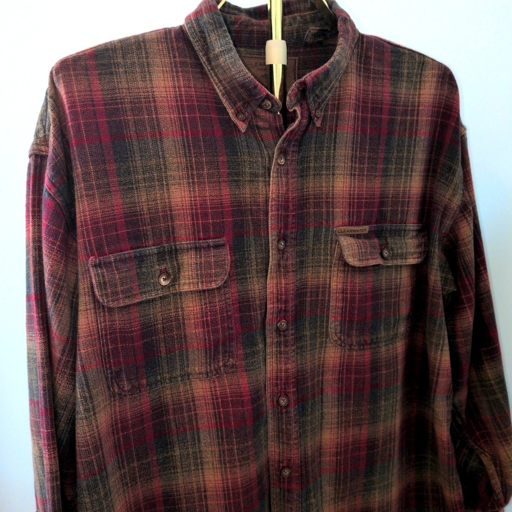 Clearwater Outfitters Flannel Shirt Womens XL Red Plaid Cotton Gorpcore Shirt - Picture 3 of 12